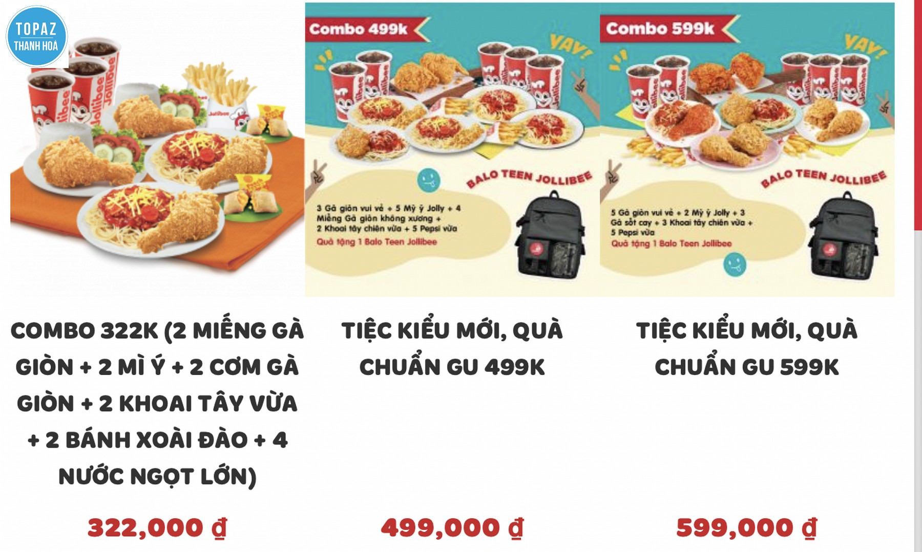 Combo nổi tiếng phù hợp với những bữa tiệc tại Jollibee 