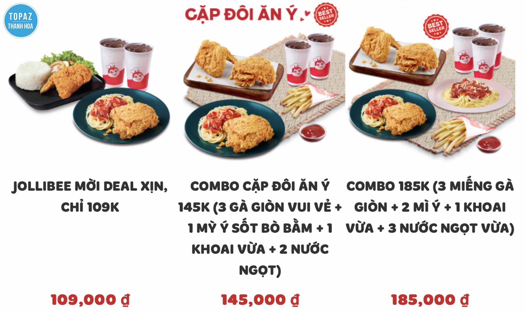 Những combo hấp dẫn, bestseller tại Jollibee Thanh Hoá