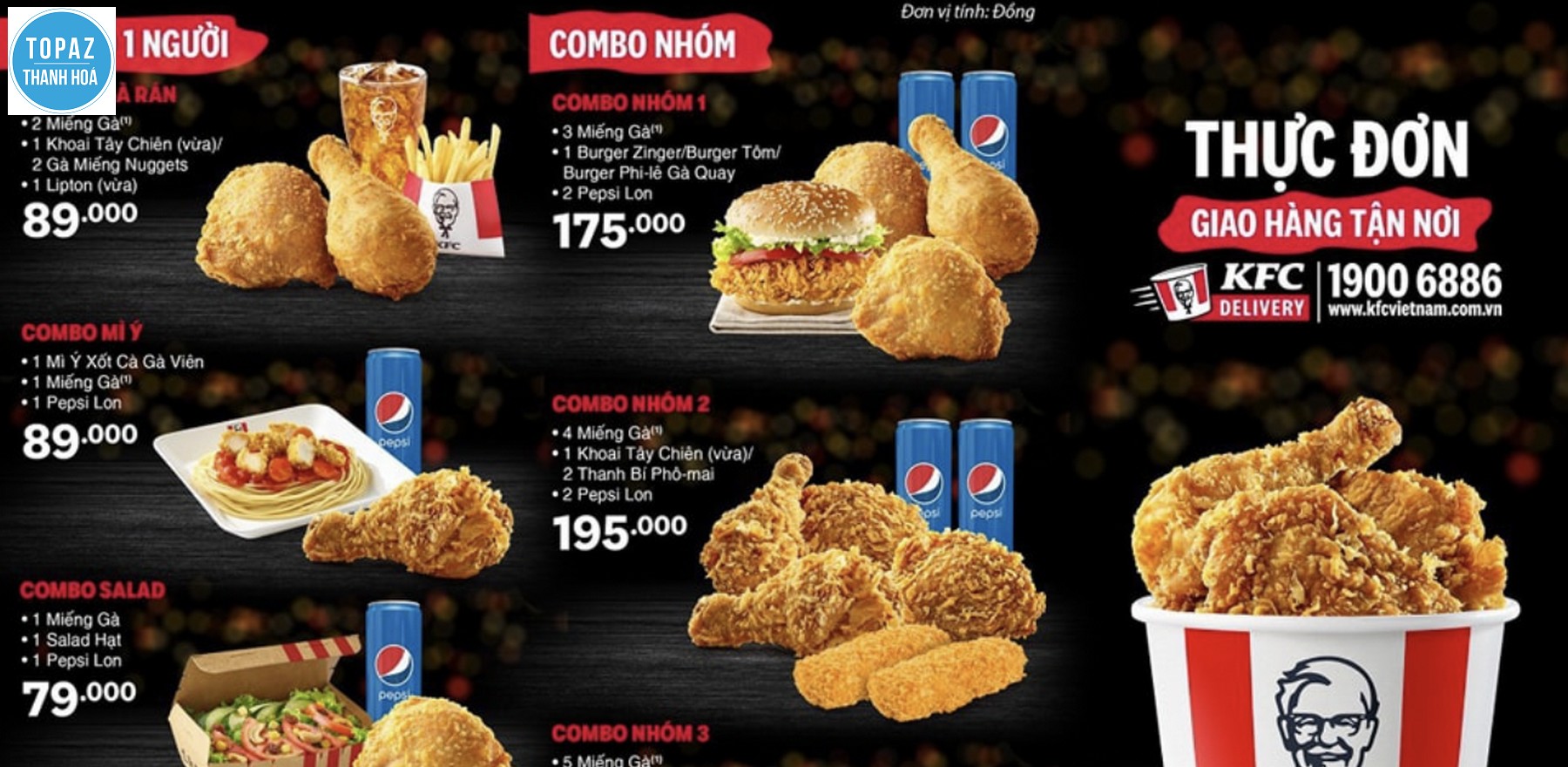 Thực đơn giao hàng tận nơi của KFC Thanh Hoá 