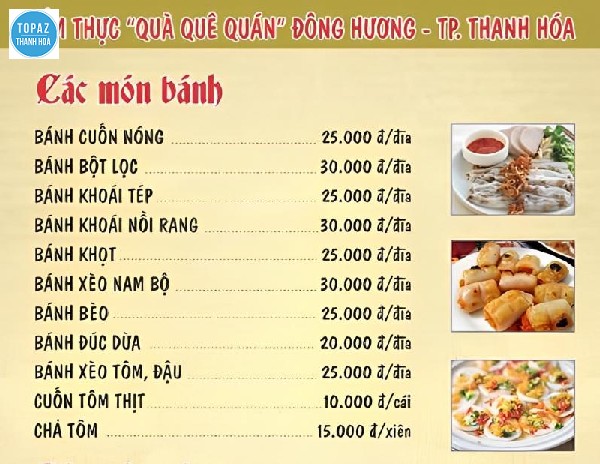 Menu của Quà Quê Quán Thanh Hóa - Bánh xèo Thanh Hóa 