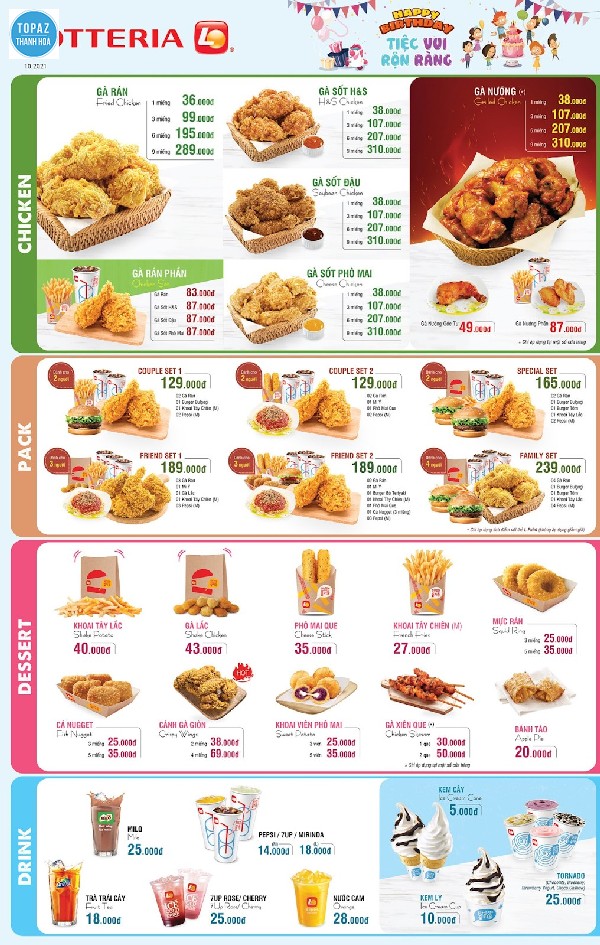 Menu Lotteria Thanh Hóa - Gà Rán Thanh Hóa